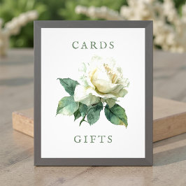 Watercolor White Rose Wedding Cards & Gifts Sign Fototryck