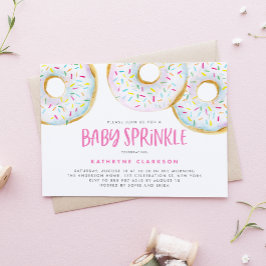Watercolor White Sprinkle Donuts Baby Sprinkle Inbjudningar