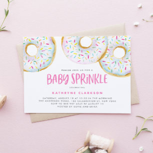 Watercolor White Sprinkle Donuts Baby Sprinkle Inbjudningar