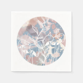 Watercolor White Wildblommor Pappersservett