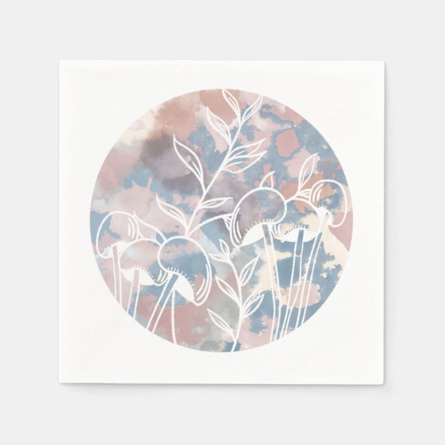 Watercolor White Wildblommor Pappersservett (Framsidan)