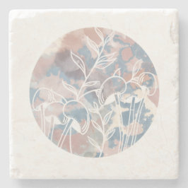 Watercolor White Wildblommor Stenunderlägg