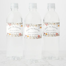 Watercolor White Wildflower Bloom Baby In Bloom Vattenflaskor Etikett