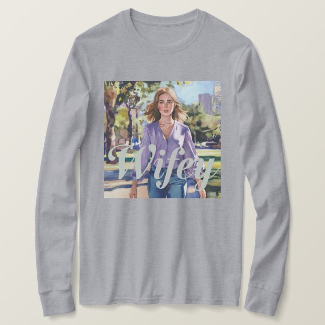 Watercolor Wifey T-Shirt (Design framsida)