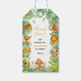 Watercolor Wild One Jungle 1st Birthday Gift Tags Presentetikett