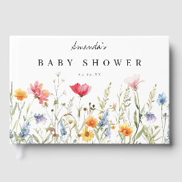 Watercolor WildblomBaby Shower Gästböcker