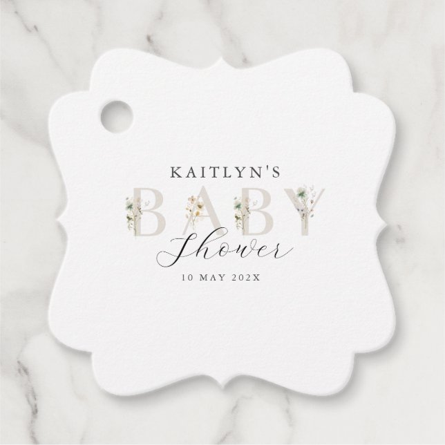 Watercolor WildblomBaby Shower Gåvor Etiketter (Framsida)