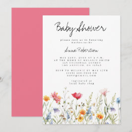 Watercolor WildblomBaby Shower Inbjudningar