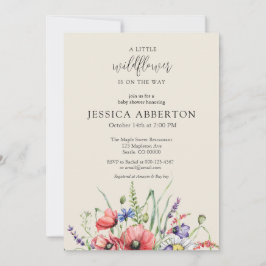 Watercolor WildblomBaby Shower Inbjudningar