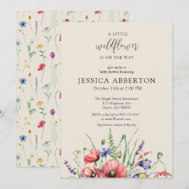 Watercolor WildblomBaby Shower Inbjudningar