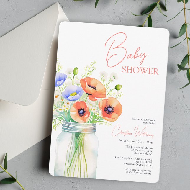Watercolor WildblomBaby Shower Inbjudningar (Skapare uppladdad)