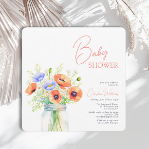 Watercolor WildblomBaby Shower Inbjudningar