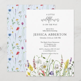 Watercolor WildblomBaby Shower Inbjudningar