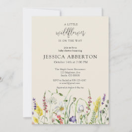 Watercolor WildblomBaby Shower Inbjudningar