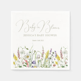Watercolor WildblomBaby Shower Pappersservett