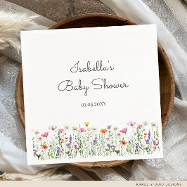 Watercolor WildblomBaby Shower Pappersservett