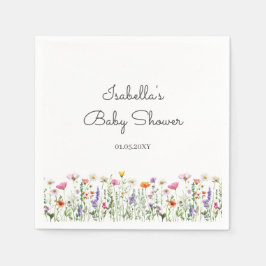 Watercolor WildblomBaby Shower Pappersservett