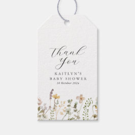 Watercolor WildblomBaby Shower Presentetikett