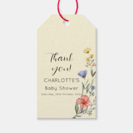 Watercolor WildblomBaby Shower Presentetikett