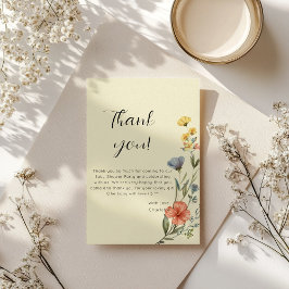 Watercolor WildblomBaby Shower Tack Kort