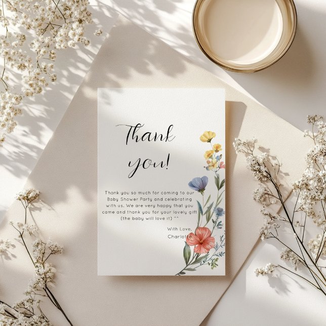 Watercolor WildblomBaby Shower Tack Kort (Skapare uppladdad)