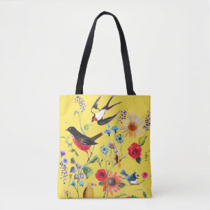 Watercolor WildblomBirds Tygkasse