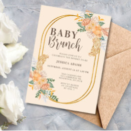 Watercolor WildblomBoho Baby Brunch Inbjudningar