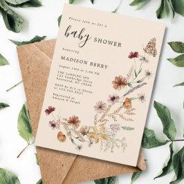 Watercolor WildblomBoho Baby Shower Inbjudningar