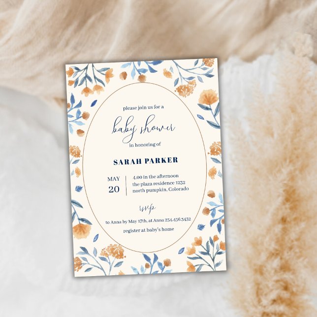 Watercolor WildblomBoho Baby Shower Inbjudningar (Watercolor Wildflower Boho Baby Shower Invitation)