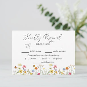 Watercolor Wildblombotanical Entree Choices OSA Kort