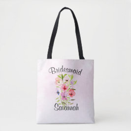 Watercolor WildblomBouquet Bridesmaid Bröllop Tygkasse