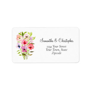 Watercolor WildblomBouquet Bröllop Adress Adressetikett