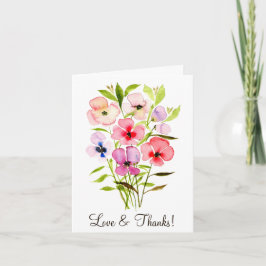 Watercolor WildblomBouquet med Photo Bröllop Tack Kort
