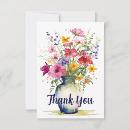Watercolor WildblomBouquet Personlig Tack Kort