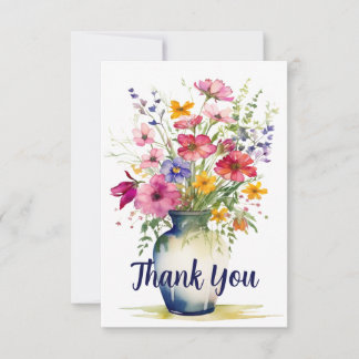Watercolor WildblomBouquet Personlig Tack Kort