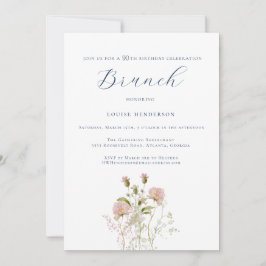 Watercolor Wildblomcalligraphy 90:e Birthday Inbjudningar
