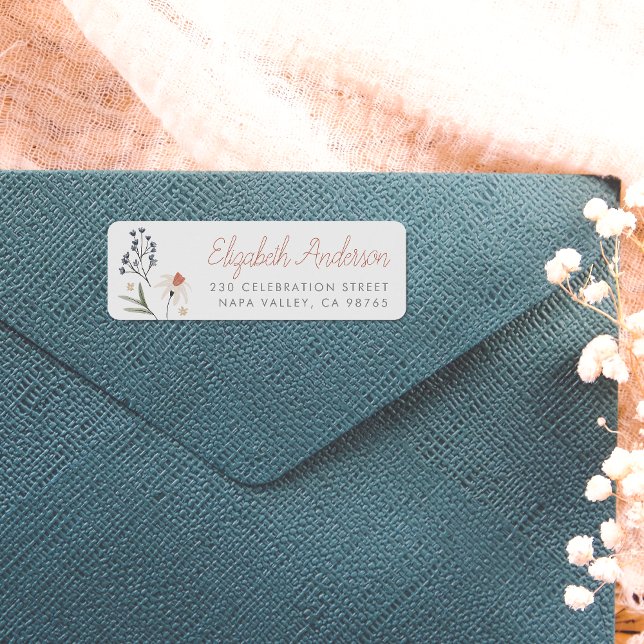 Watercolor Wildblomcalligraphy-Returadress Returadress Etikett (Return Address Label Mock-up)