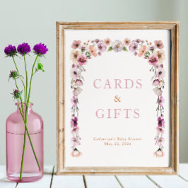 Watercolor Wildblomcards and Gifts Sign - Dusty Poster