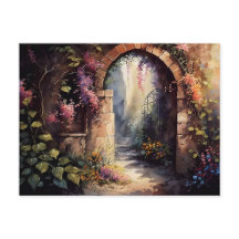 Watercolor WildblomGarden Arch Entrance