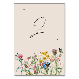 Watercolor WildblomGarden & Insektra Bröllop Bordsnummer