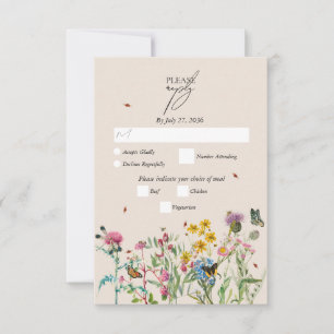 Watercolor WildblomGarden & Insektra Bröllop OSA Kort