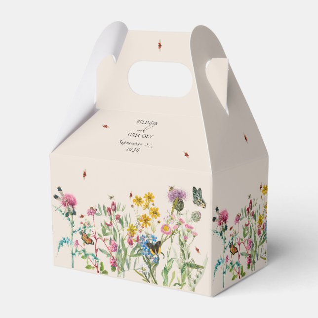 Watercolor WildblomGarden & Insektra Bröllop Presentaskar (Framsidan Sidan)