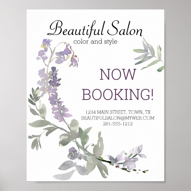 Watercolor Wildblomlavender Blommigt Business Poster (Framsidan)