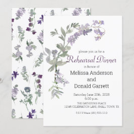 Watercolor Wildblomlavender Rehearsal Dinner Inbjudningar