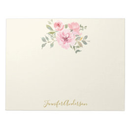 Watercolor Wildblomlush Rosa Blommigt Anteckningsblock