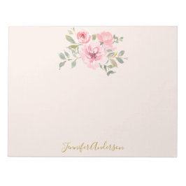 Watercolor Wildblomlush Rosa Blommigt Anteckningsblock