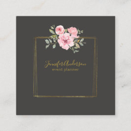 Watercolor Wildblomlush Rosa Blommigt Fyrkantigt Visitkort