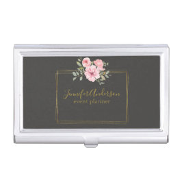 Watercolor Wildblomlush  Rosa Blommigt Hållare För Visitkort