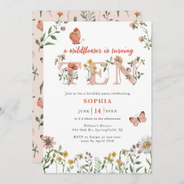 Watercolor Wildblomma 10:e födelsedagen Inbjudningar