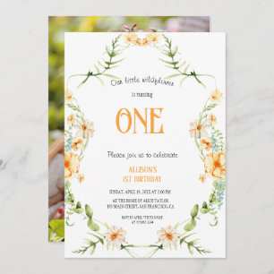 Watercolor Wildblomma 1st Birthday Mauve Girl Inbjudningar